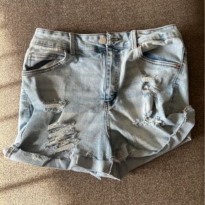 Refuge Light Blue Distressed Jean Shorts